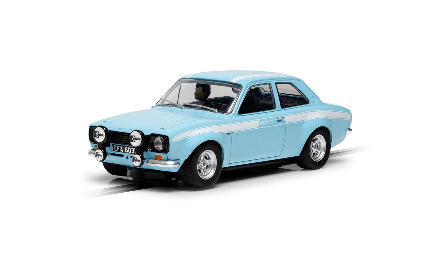 Scalextric C4437A Ford Escort Mk1 Mexico Lt Blue Slot Car