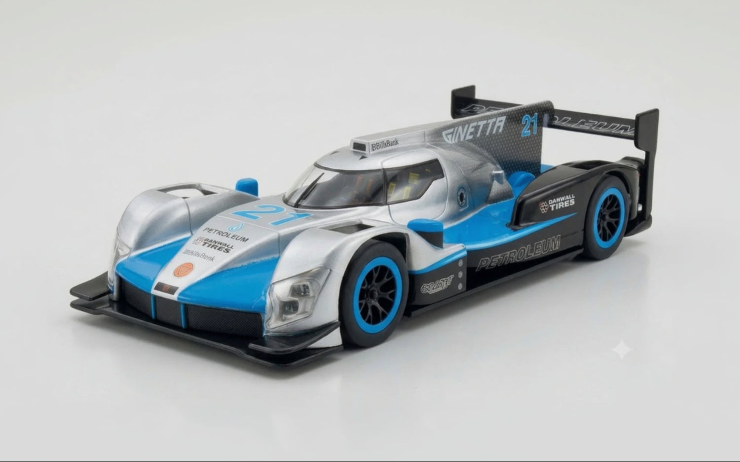Scalextric C4048W Ginetta G60-LT-P1 Silver/Blue #21 Slot Car