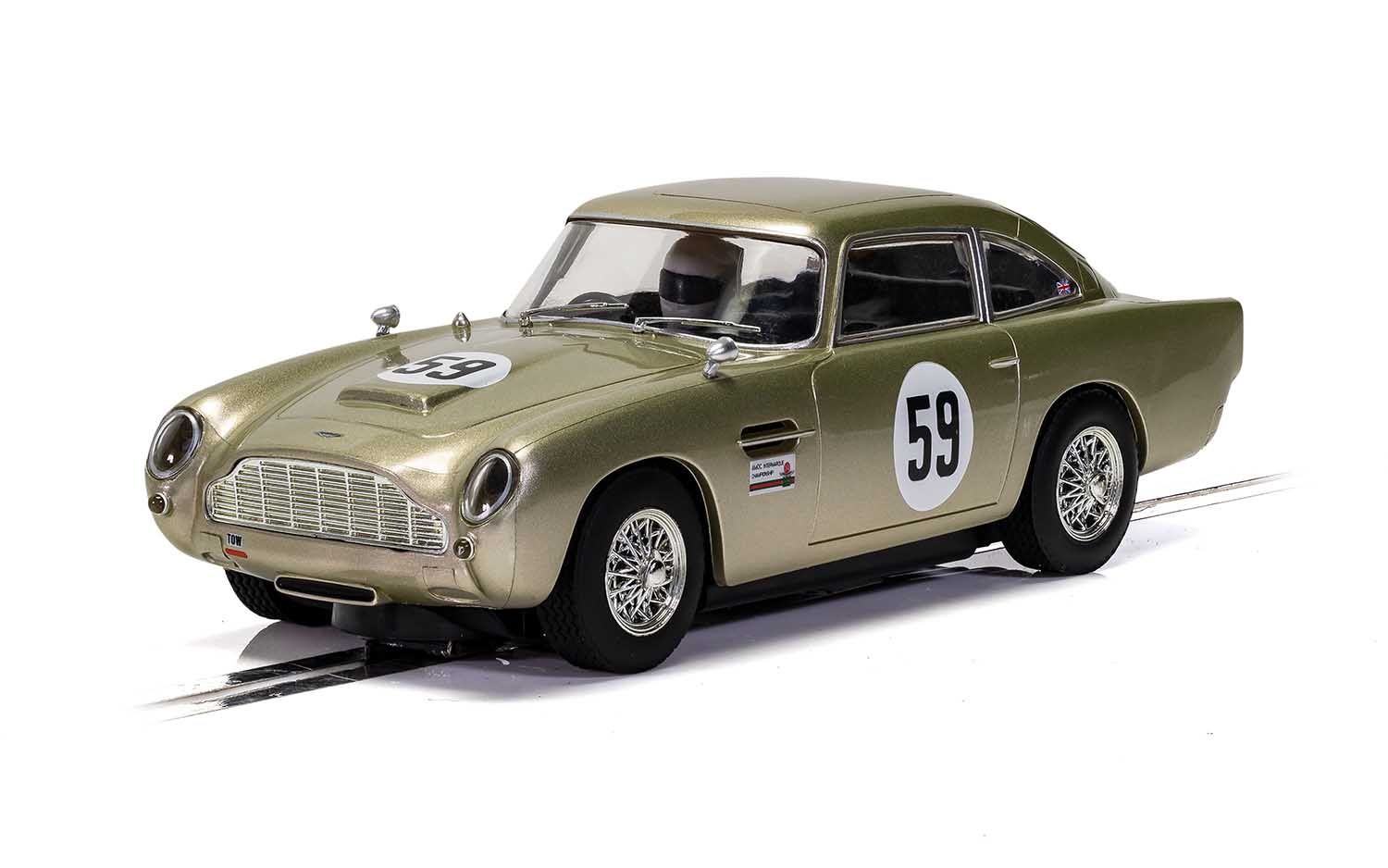Scalextric C4166 Aston Martin DB5 White Gold AMOC Brands Hatch 2019 #59 Slot Car