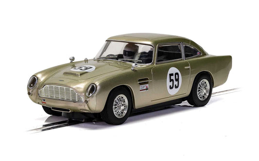 Scalextric C4166 Aston Martin DB5 White Gold AMOC Brands Hatch 2019 #59 Slot Car