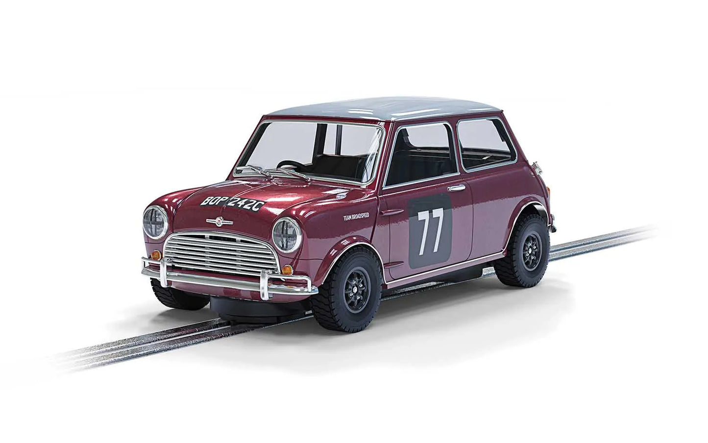 Scalextric C4238 Morris Mini Cooper S Broadspeed #77 Slot Car
