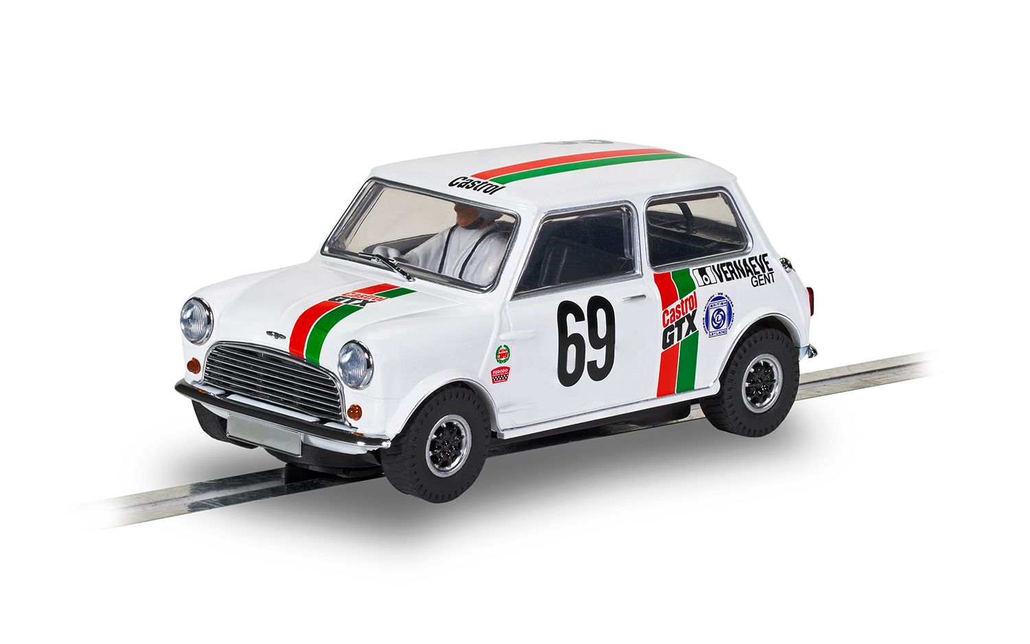 Scalextric C4438 Austin Mini Cooper S Castrol Julien Vernaeve #69 Slot Car