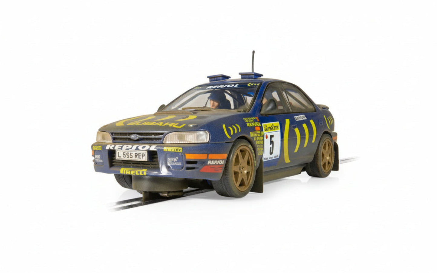 Scalextric C4555A Subaru Impreza WRX 1995 Carlos Sainz Weathered #5 Slot Car