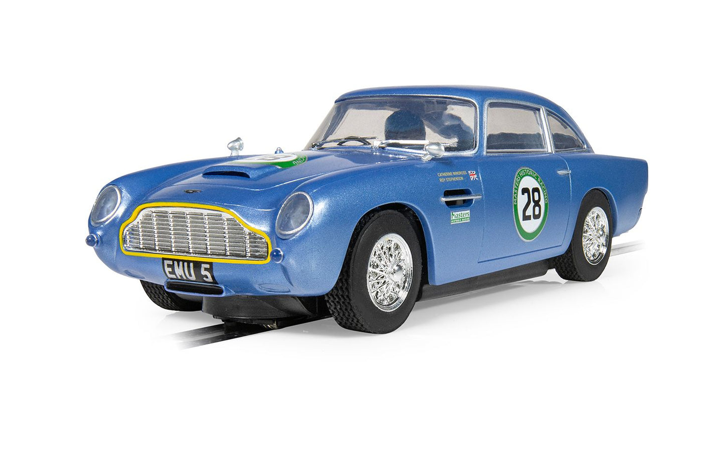 Scalextric C4599 Aston Martin DB5 Blue Yellow Historic GT Racing #28 Slot Car