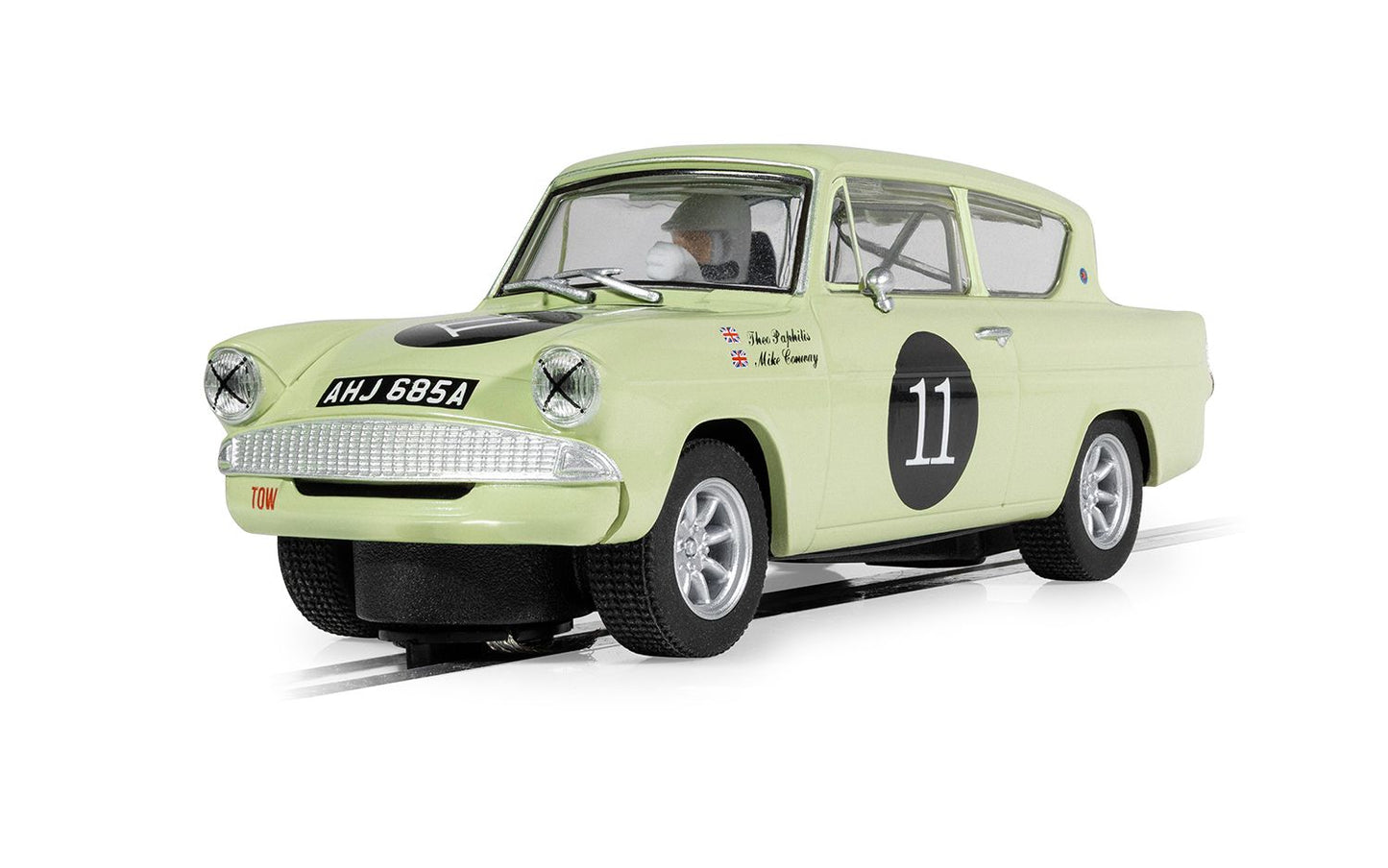 Scalextric C4617 Ford Anglia 105e Theo Paphitis #11 Slot Car