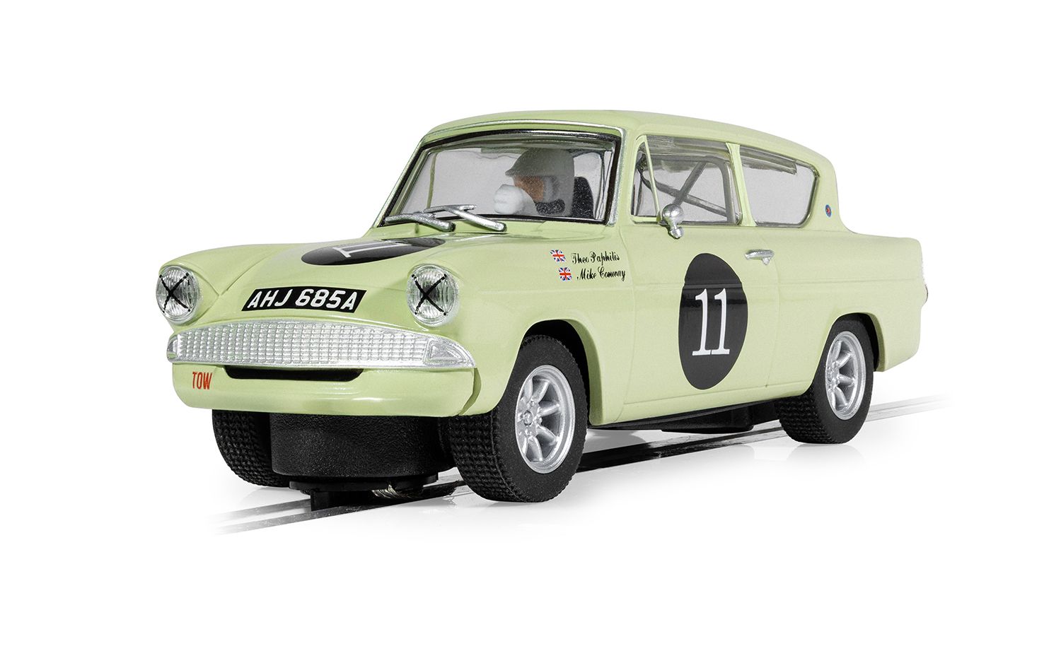 Scalextric C4617 Ford Anglia 105e Theo Paphitis #11 Slot Car