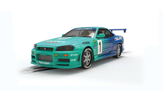 Scalextric C4678 Nissan R34 Skyline Falken Tyres #1 Slot Car