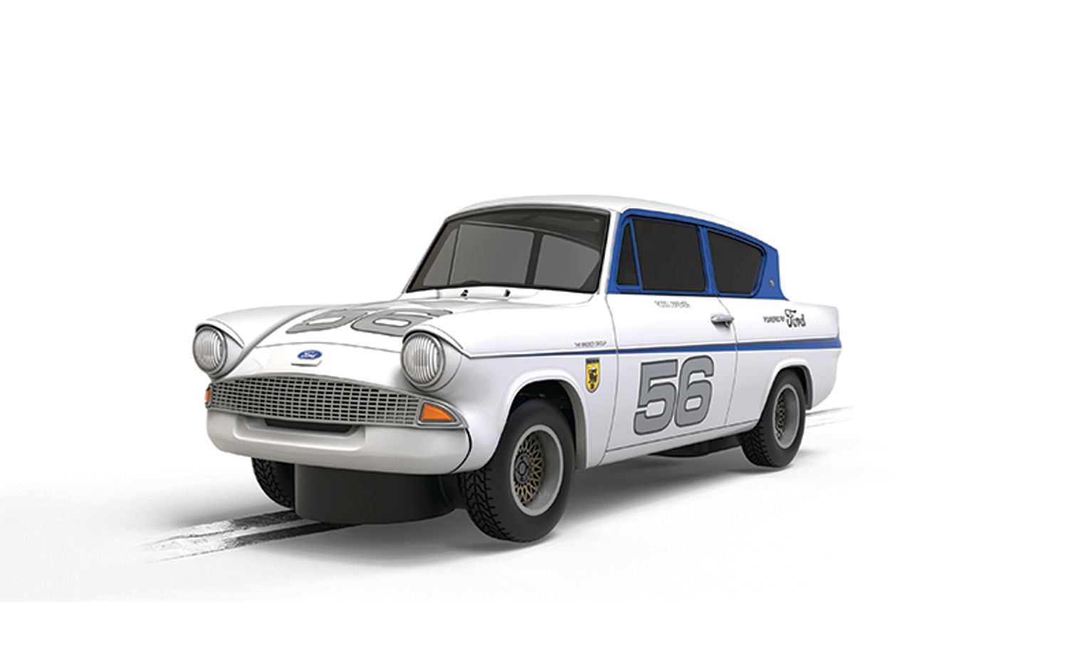 Scalextric C4682 Ford Anglia Silver #56 Slot Car